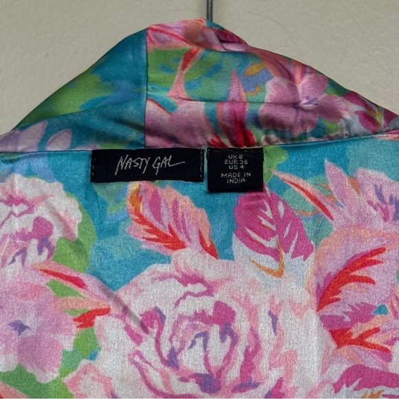 NASTYGAL Satin Floral Reversible Maxi Robe Size 4 - Picture 9 of 10